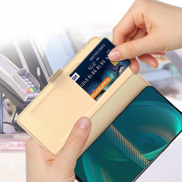 Glat og tyndt premium Sony Xperia 1 IV læderetui - Guld Gold