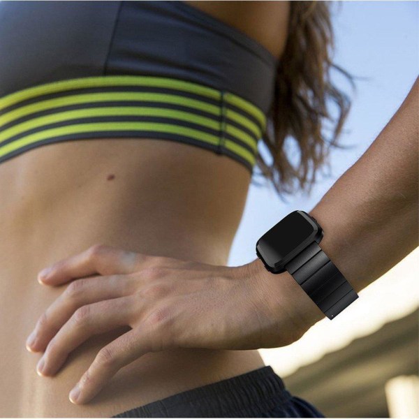 Fitbit Versa urlänk träningsklocka rostfri stål allergifri andni Svart