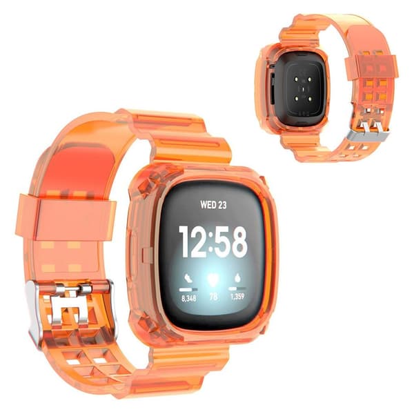Fitbit Versa 3 / Sense läpinäkyvä silikoninen kellonauha - Oranssi Orange
