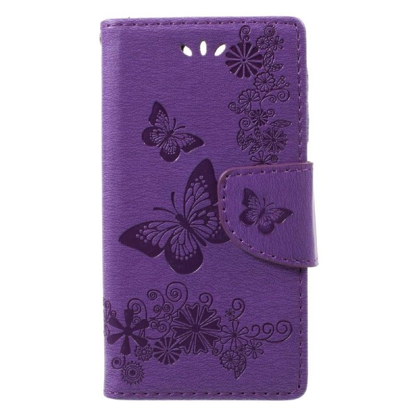 Sony Xperia XZ1 Compact etui med sommerfugle print - Lilla Purple