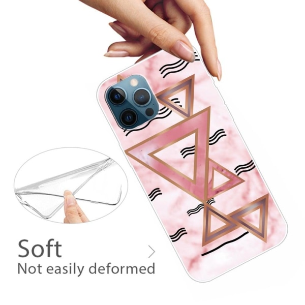 Marble design iPhone 14 Pro cover - Rosa Farvede Trekanter Multicolor