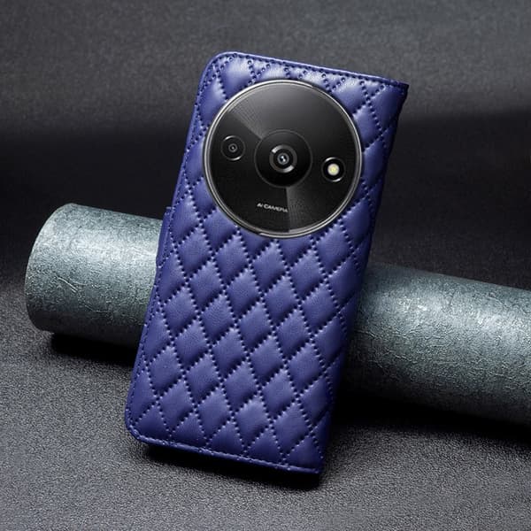 Rombemønster, matt flip-deksel for Xiaomi Redmi A3 - Blå Blue
