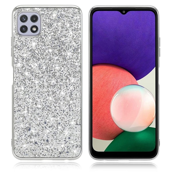 Glitter Samsung Galaxy A22 5G skal - Silver/Grå Silvergrå