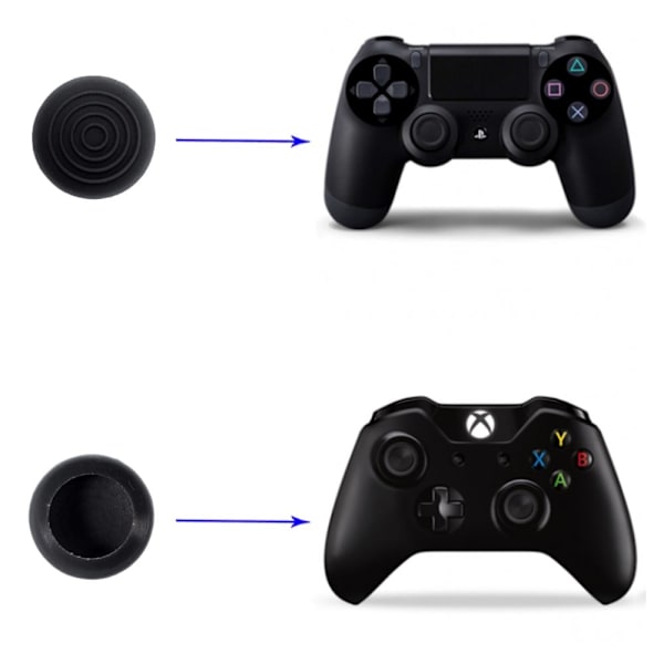4 delar / set Tumgrepp för Xbox360 XboxOne PS4 PS3-kontroller Svart