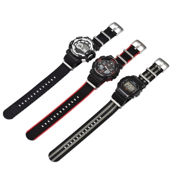 Casio G-SHOCK G-8900 / GA-110 / DW-5600 yksinkertainen nailon ranneke - Musta / Harmaa Black