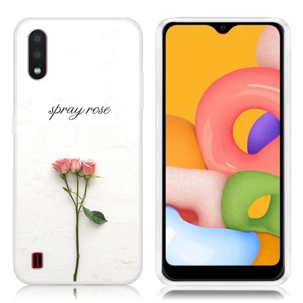 Deco Samsung Galaxy A01 Etui - Spray Rose White