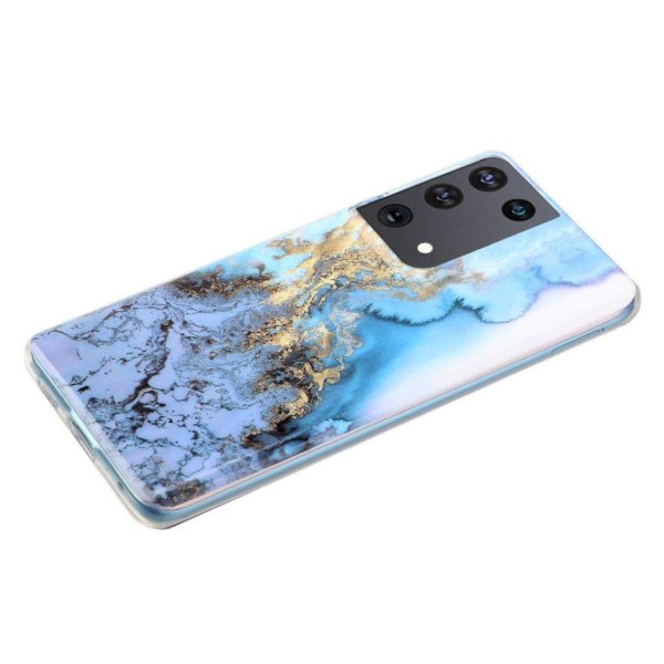 Marble design Samsung Galaxy S21 Ultra 5G kotelot - Sininen Ja Kultainen Marmori Blue