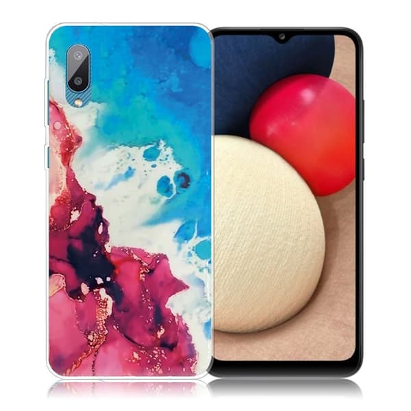 Marble design Samsung Galaxy M02 / Samsung Galaxy A02 cover - Stænk Af Rødt Og Blå Multicolor