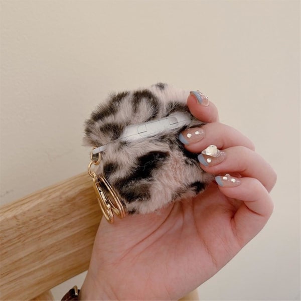 AirPods 3 fodral i leopardfuskpäls med spänne - Rosa Leopard Rosa