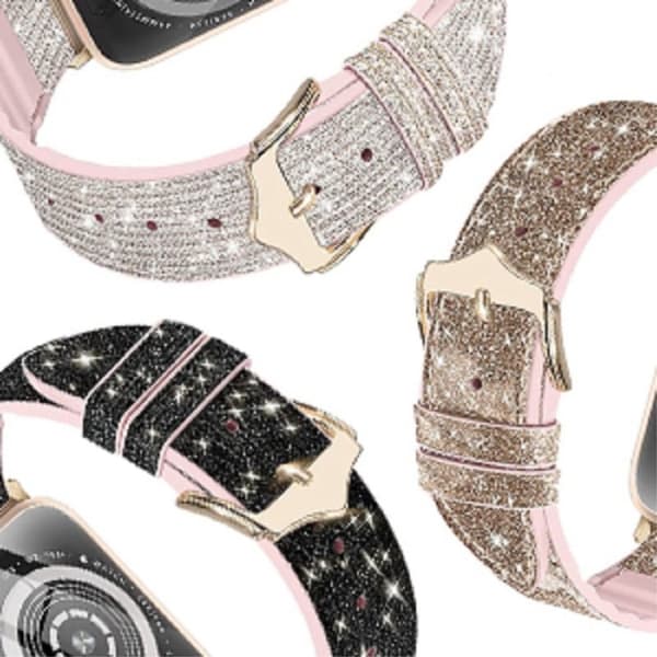 Apple Watch (41mm) skinnende glitrende silikone-urrem - Babyblå Blue