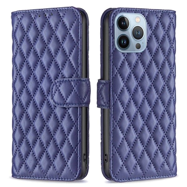Rhombus mat iPhone 13 Pro flip etui - Blå Blue