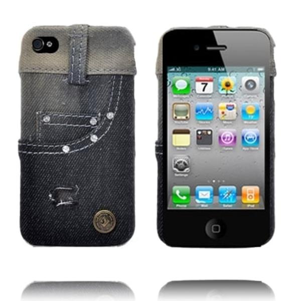 Jeans iPhone 4 flip etui - Sort Black