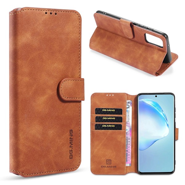DG.MING Samsung Galaxy S20 Plus Retro kotelot - Ruskea Brown