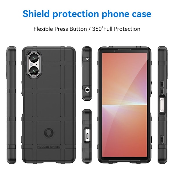 Rugged Shield Etui Sony Xperia 5 V - Svart Black
