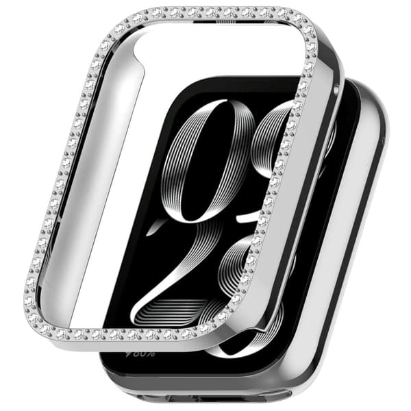 Xiaomi Smart Band 8 Pro Watch Case Diamond Decor Half Coverage ontto PC katsella suojakansi - Galvanointi Hopea Silver grey