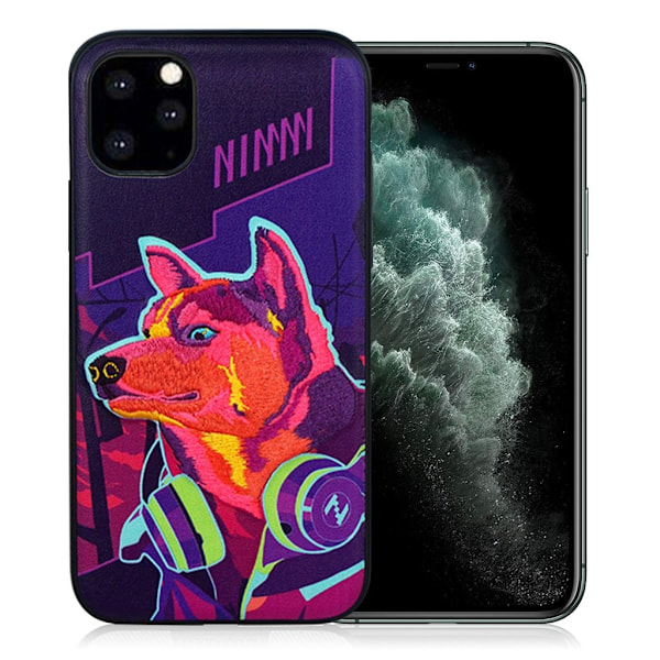 Nimmy Sött husdjur iPhone 11 Pro Max Broderat fodral - Lila Lila