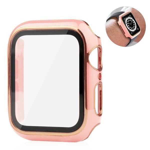 Apple Watch 40mm unique style cover + tempered glass screen protector - Pink / Gold Rosa