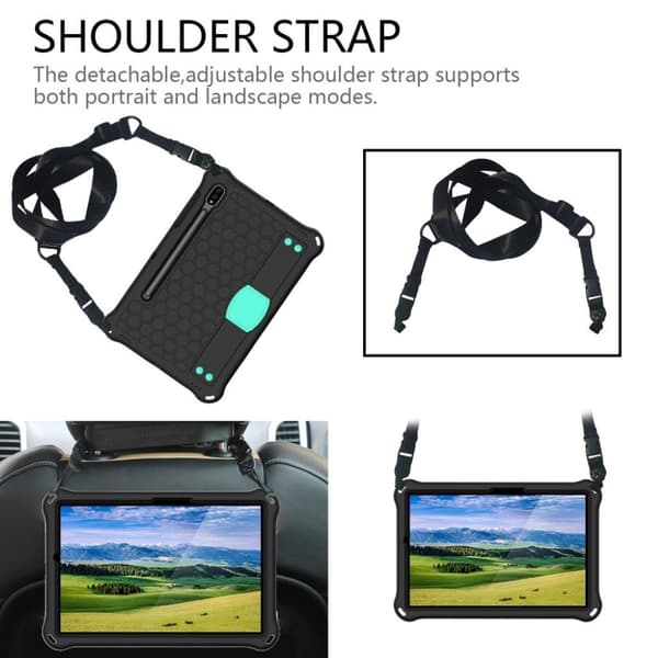 Honeycom Mønster Eva Combo Etui til Samsung Galaxy Tab S7 - Svart / Cyan Black