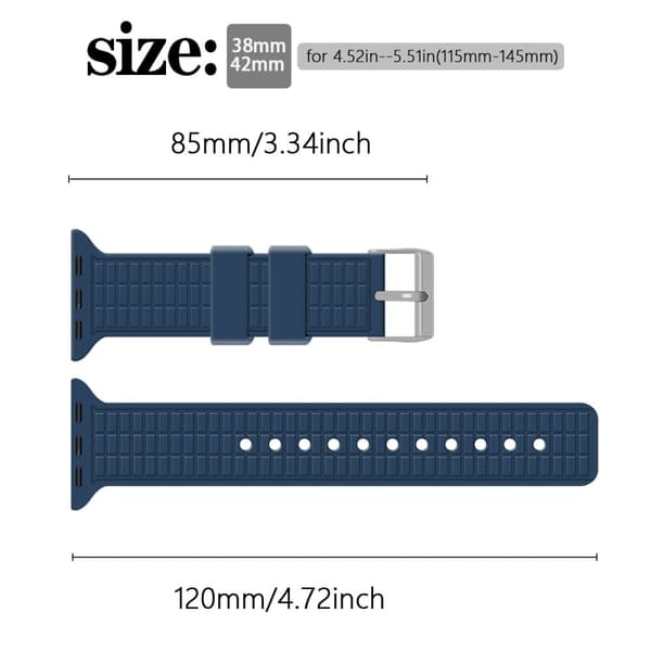Apple Watch Series 49mm - 45mm - 44mm - 42mm Grid Silikone rem - Mørkeblå Blue