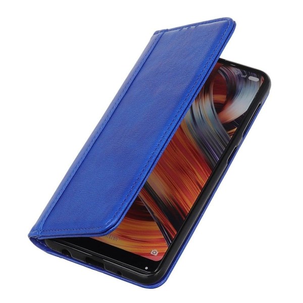 Äkta läder Xiaomi Redmi Note 11E / Xiaomi Redmi 10 fodral med magnetisk stängning Blå