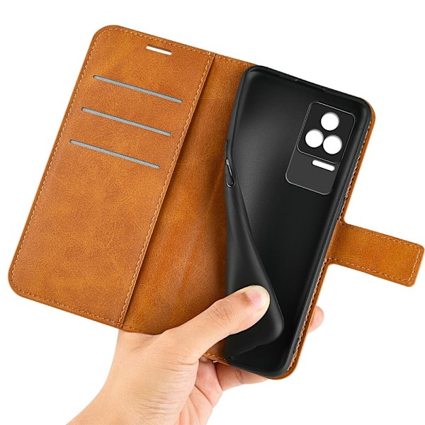 Hållbart konstläder Xiaomi Redmi K50 / Xiaomi Redmi K50 Pro fodral med plånbok - Brun Brun