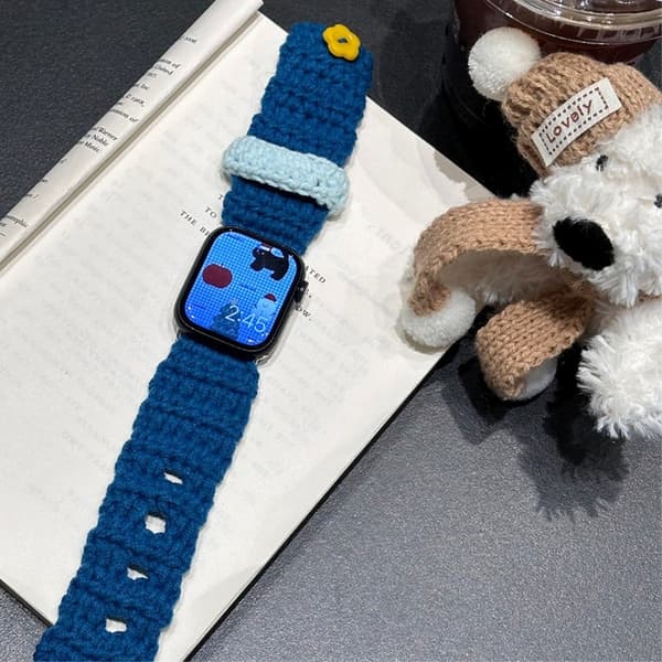 Apple Watch Series 41mm - 40mm - 38mm Universalarmband i sammet och bomull - Blå Blå