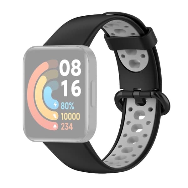 Xiaomi Redmi Watch 2 kaksivärinen silikonikellon hihna - Musta / Harmaa Black