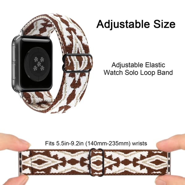 Apple Watch Series 8 (41 mm) elastisk nylonrem med kult mønster - Brun Hvit Trekant White