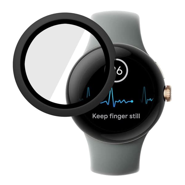 Google Pixel Watch matte cover with tempered glass - Black Svart