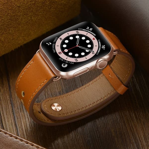Apple Watch Series 41mm - 40mm - 38mm Universal håndledsrem - Brun + Brun Brown