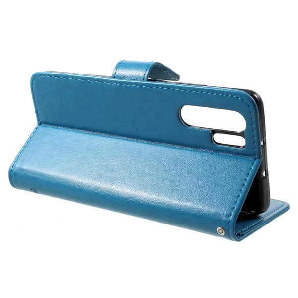 Huawei P30 Pro trykt sommerfugl blomster læder flip etui - Blå Blue