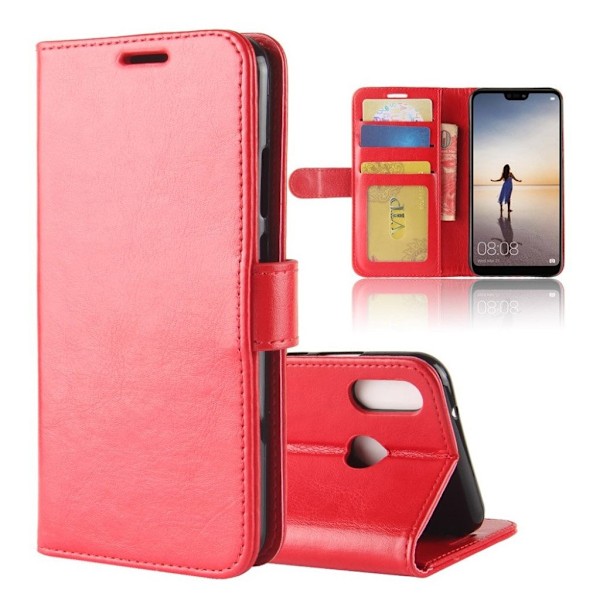 Crazy Horse Huawei P20 Lite PU læder flip etui - Rød Red
