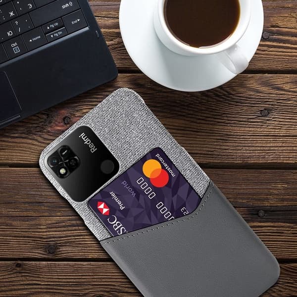 Bofink Xiaomi Redmi 10A skal med korthållare - Silver/Grå Silvergrå