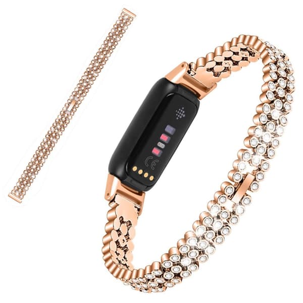 Fitbit Luxe klockarmband i rostfritt stål med strass - Roséguld Rosa