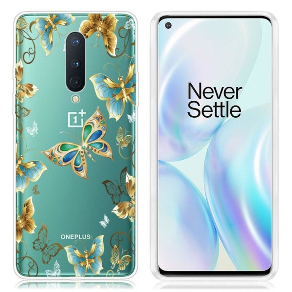 Deco OnePlus 8 kuoret - Metalliset perhoset Multicolor