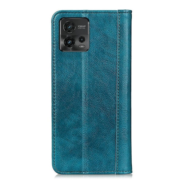 Äkta läder Motorola Moto G72 fodral med magnetisk stängning Grön
