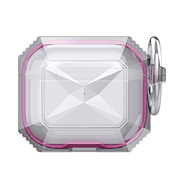 AirPods 3 rhombus style case with carabiner - Rose Pink