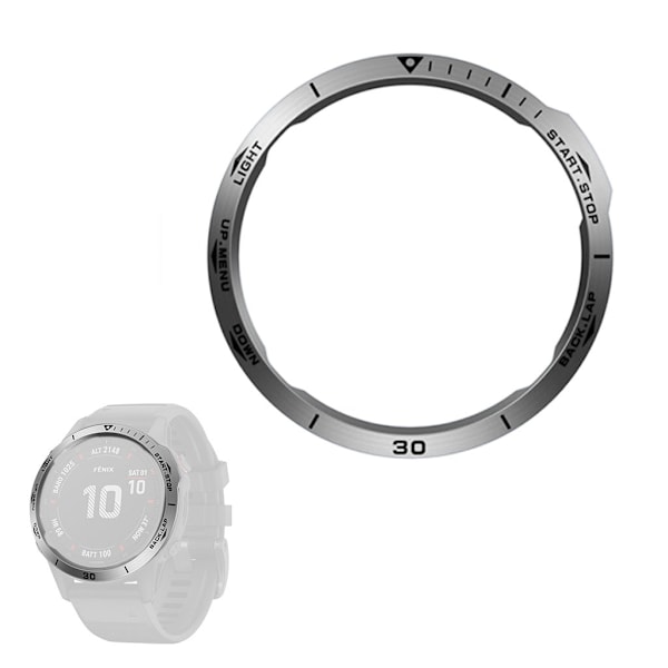 Garmin Fenix 6X rostfritt stål bezel - silver / Style B Silvergrå