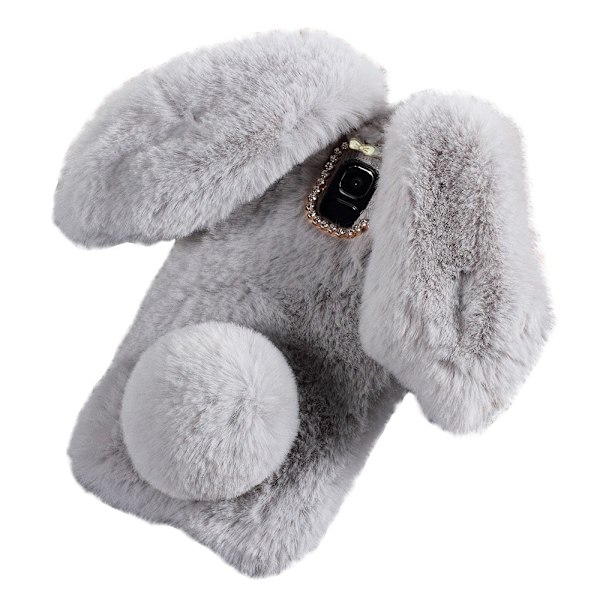 Fluffy Rabbit Samsung Galaxy J6 (2018) skal - Silver/Grå Silvergrå