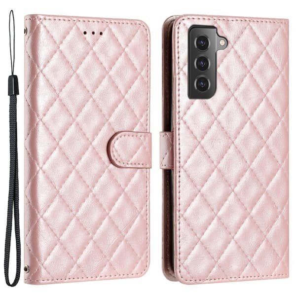 Funktionelt Samsung Galaxy S22 Plus rombe etui med pung Pink