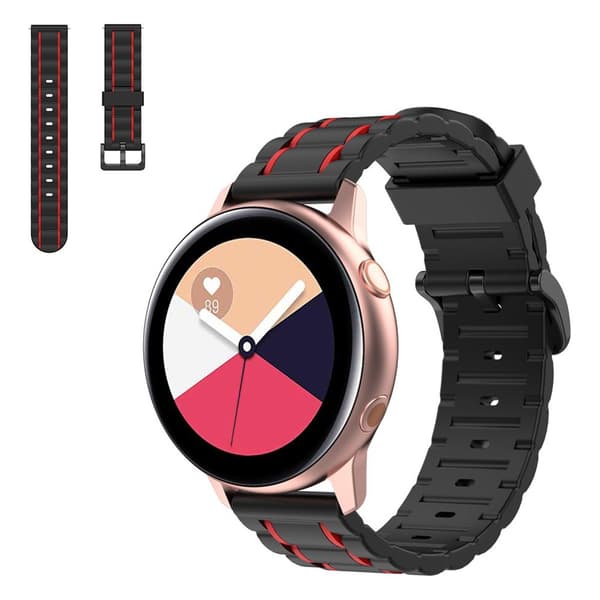 20mm Universal wave style silikoni ranneke - Punainen Red