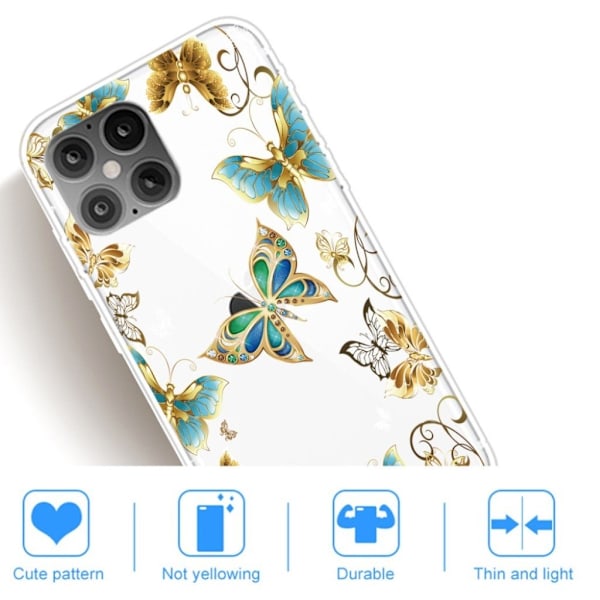 Butterfly läder iPhone 12 Pro Max fodral - Guld Guld