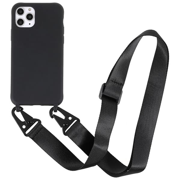 Tynt TPU-deksel med matt finish og justerbar stropp til iPhone 11 Pro Max - Svart Black