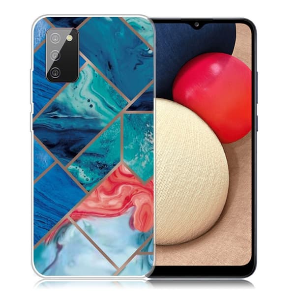 Marble Samsung Galaxy A02s Etui - Blue og Oransje Klinkekule Multicolor