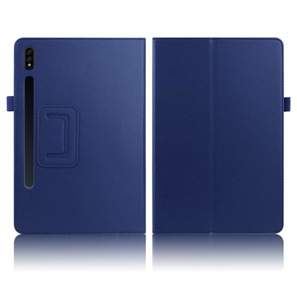 Samsung Galaxy Tab S7 Plus litchi læder flip etui - mørkeblå Blue