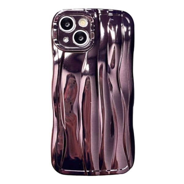 iPhone 14 Plus Drop Resistant Electroplating Wave Texture Soft Flexible Cover Mobiltelefontaske - Lilla Purple
