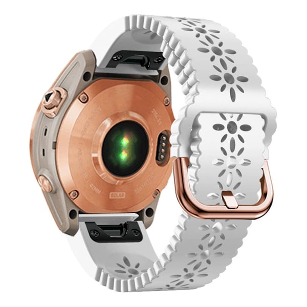 Silikoninen kukkakuvioinen kellohihna Garmin-kelloon - Valkoinen White