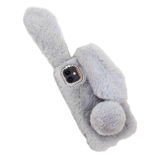 Fluffy Rabbit iPhone 11 skal - Silver/Grå Silvergrå
