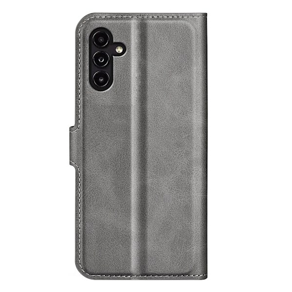 Hållbart konstläder Samsung Galaxy A14 fodral med plånbok - Silver/Grå Silvergrå