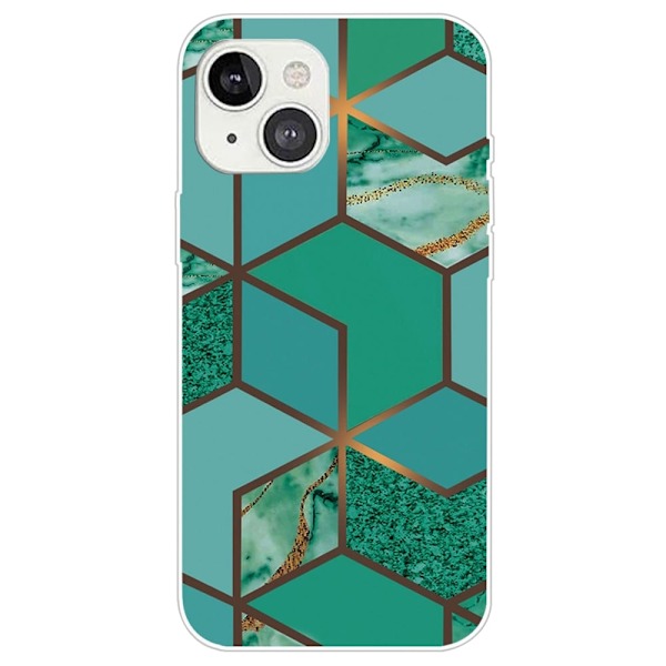 Marmordesign iPhone 14 Plus deksel - Blågrønn Marmorflis Green
